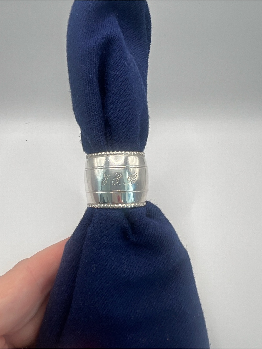 Vintage Dutch .833 Silver Napkin Ring Engraved – Beaded Hallmarked